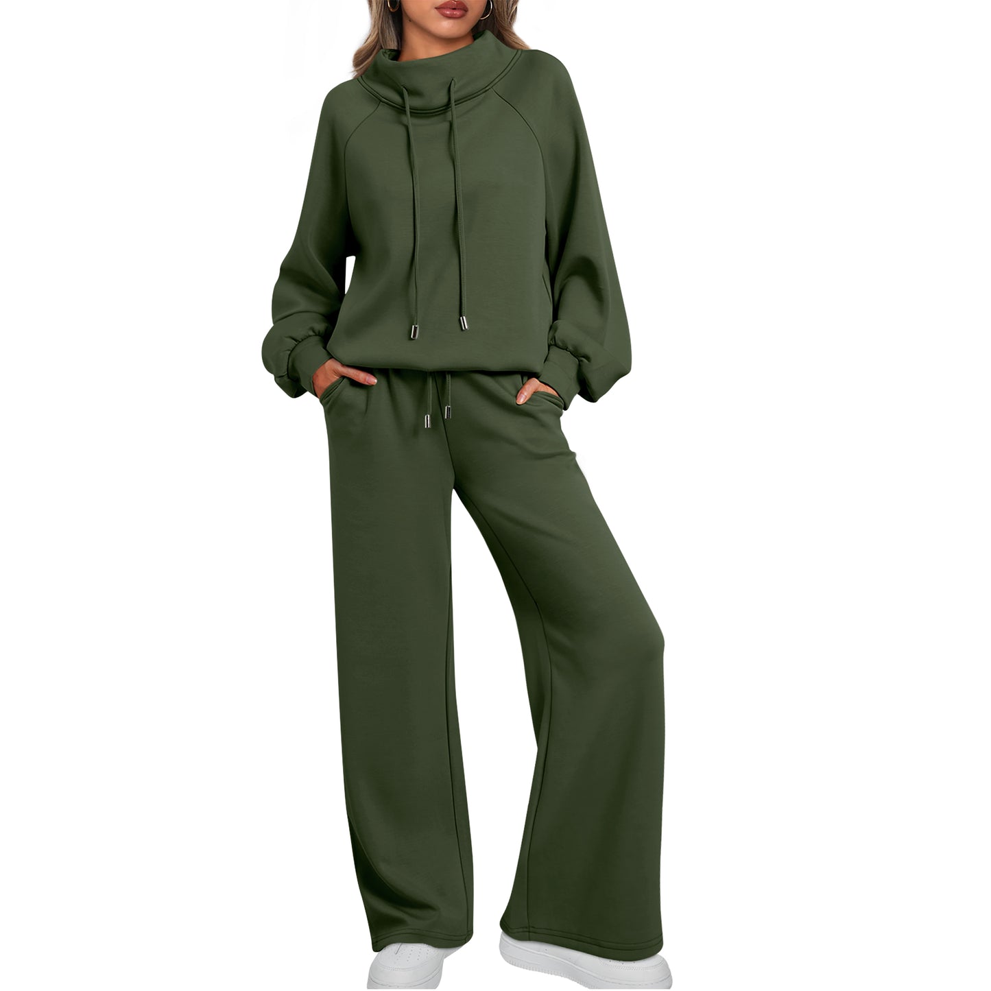 SUNBS Lounge Sets for Women Sweatsuits 2 Piece Outfits 2025 Fall Drawstring Sweatshirt Wide Leg Sweatpants Tracksuit
