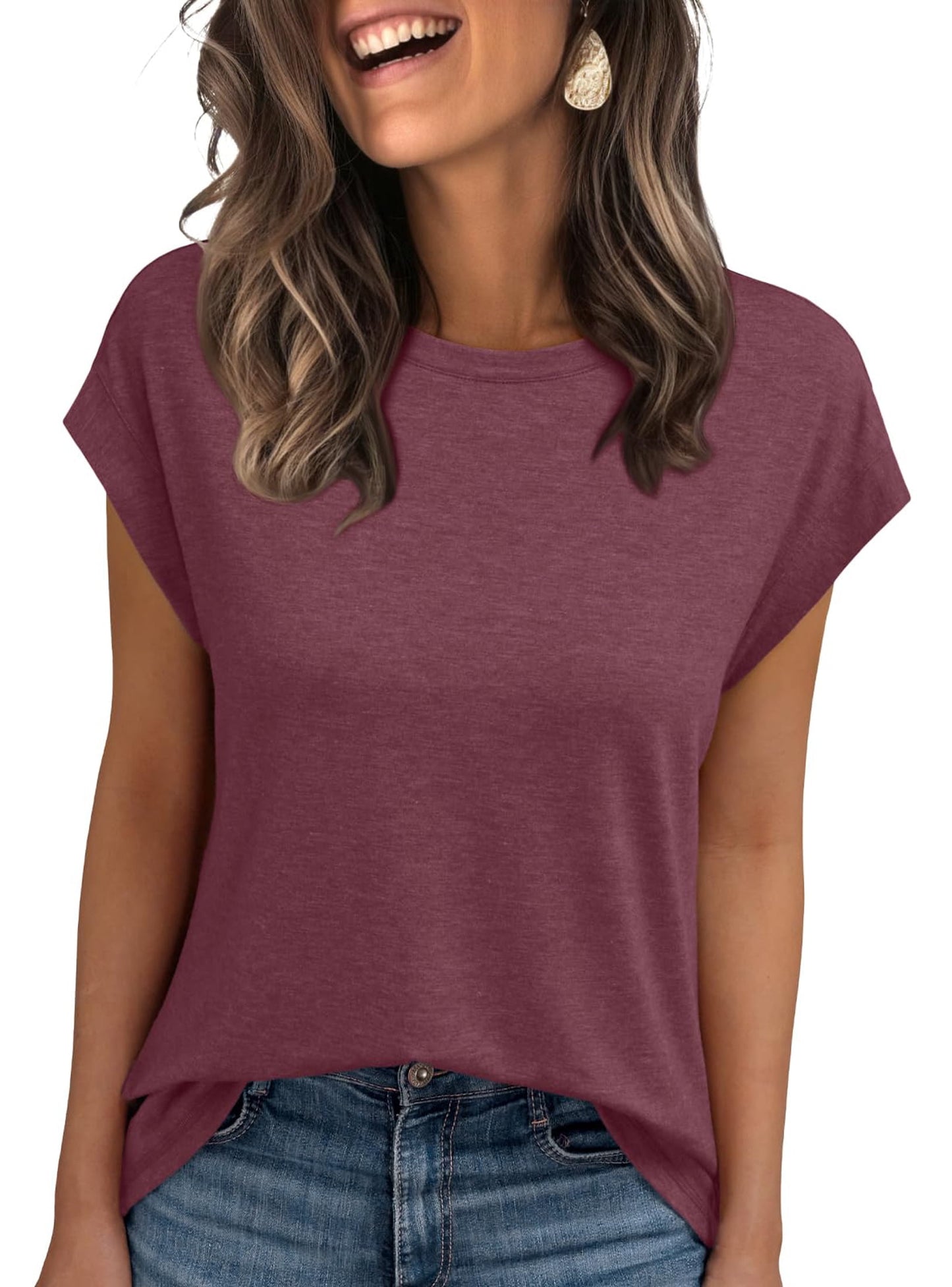 SUNBS Womens Tops Loose Fit Casual Basic T Shirts Business Trendy Clothes 2025
