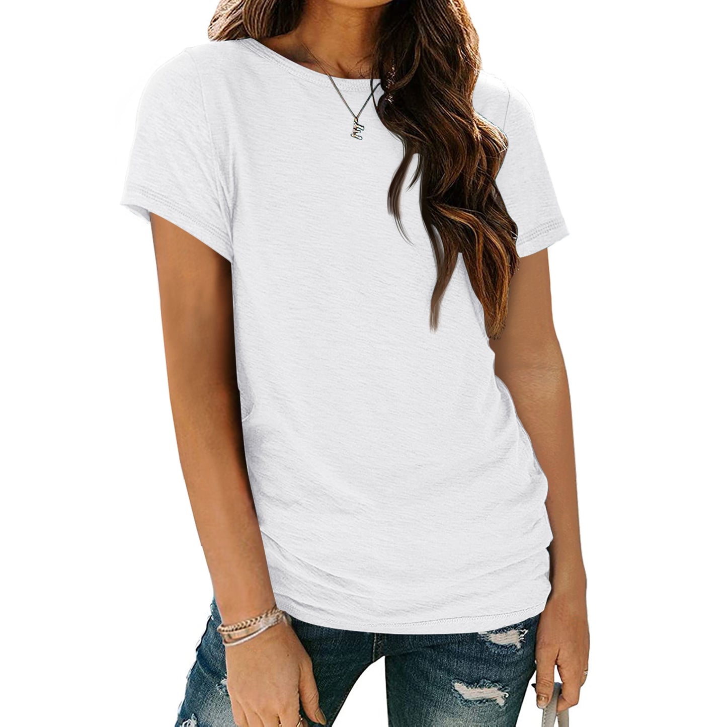 SUNBS Shirts for Women Summer Spring Tops Short Sleeve Oversized T Shirts Fashion Basic Casual Tee Clothes 2025 Trendy