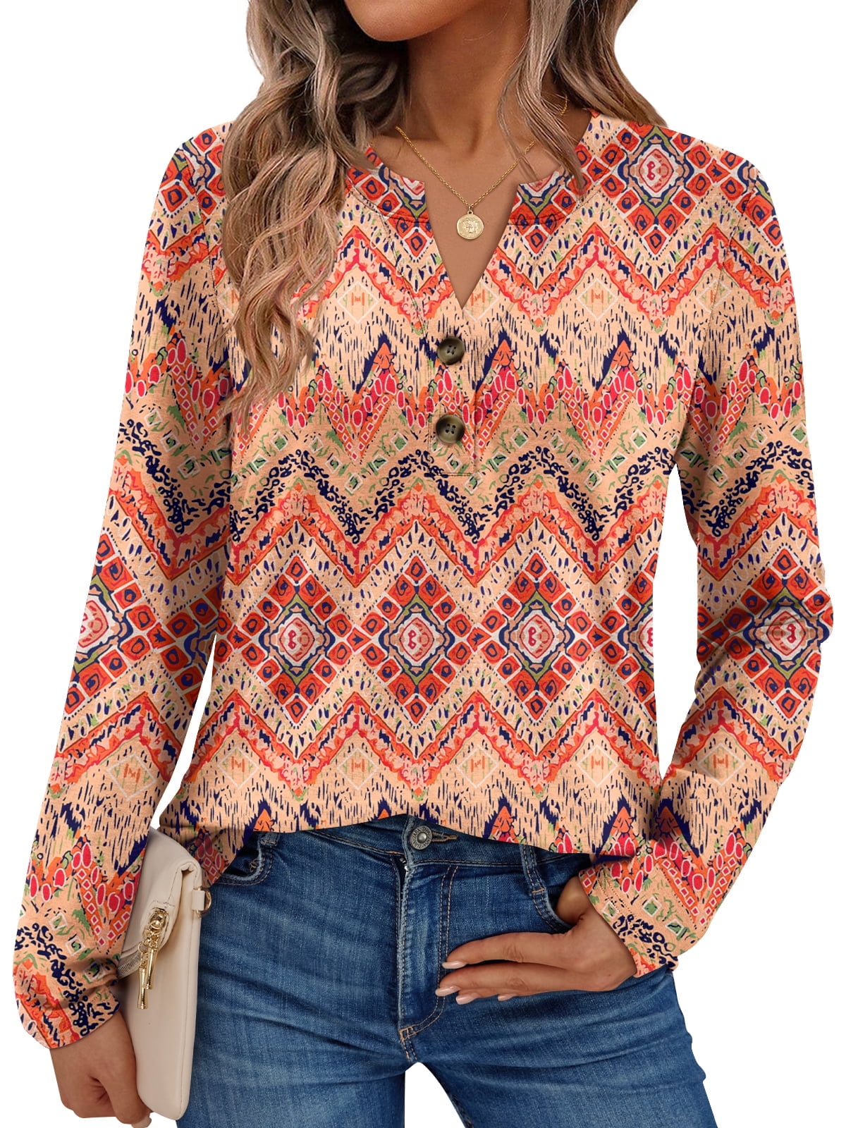 SUNBS Henley Blouses for Women Long Sleeve Shirts Fall Fashion Dressy Casual Tops Cute Work Outfits Clothes
