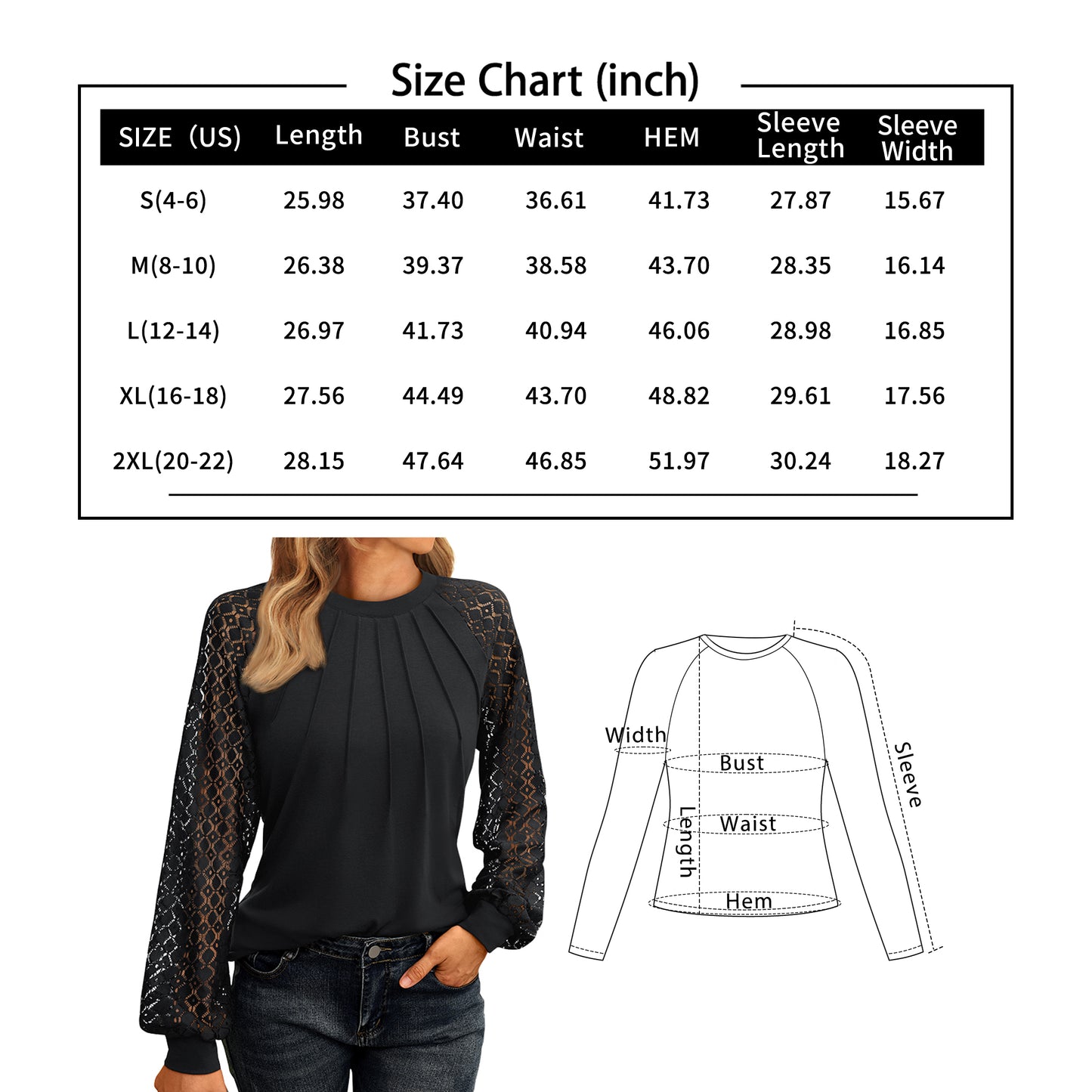 SUNBS Blouses for Women Lace Tunic Tops Crewneck Casual Fashion Long Sleeve Shirts