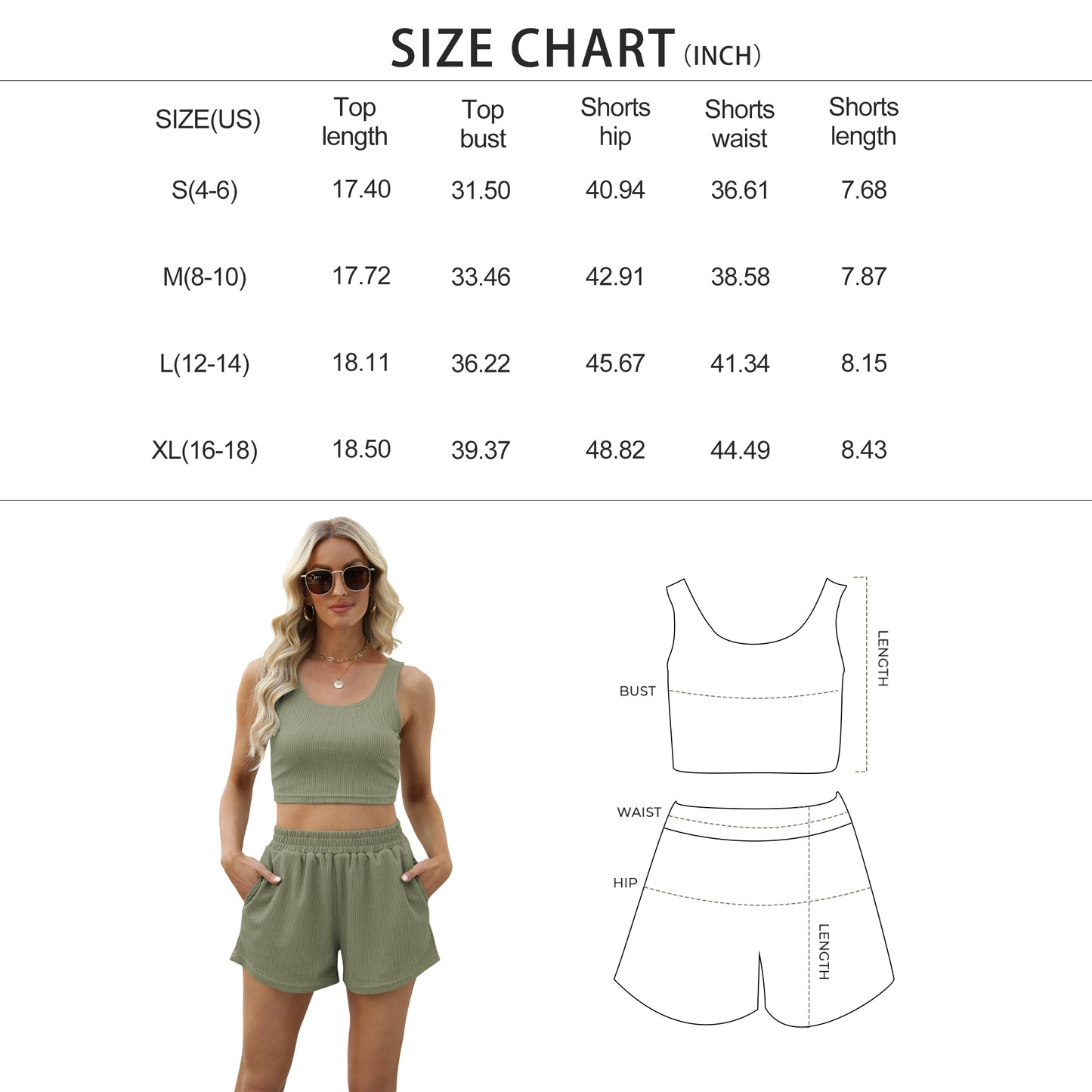 SUNBS Lounge Sets for Women Two Piece Sleeveless High Waisted Shorts Summer Outfits 2025