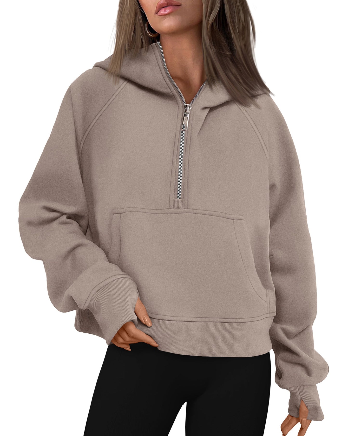 SUNBS Hoodies for Women Half Zip Pullover Oversized Hoodies Y2k Quarter Zip Sweatshirts Thumb Hole Fleece Outfit