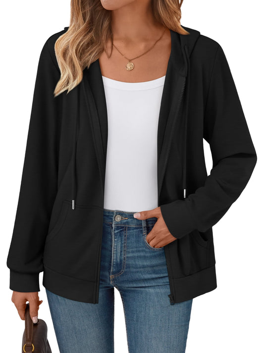 SUNBS Drawstring Zip Up Hoodies for Women Fleece Oversized Sweatshirts 2025 Fall Fashion Outfits Casual Y3k Jackets
