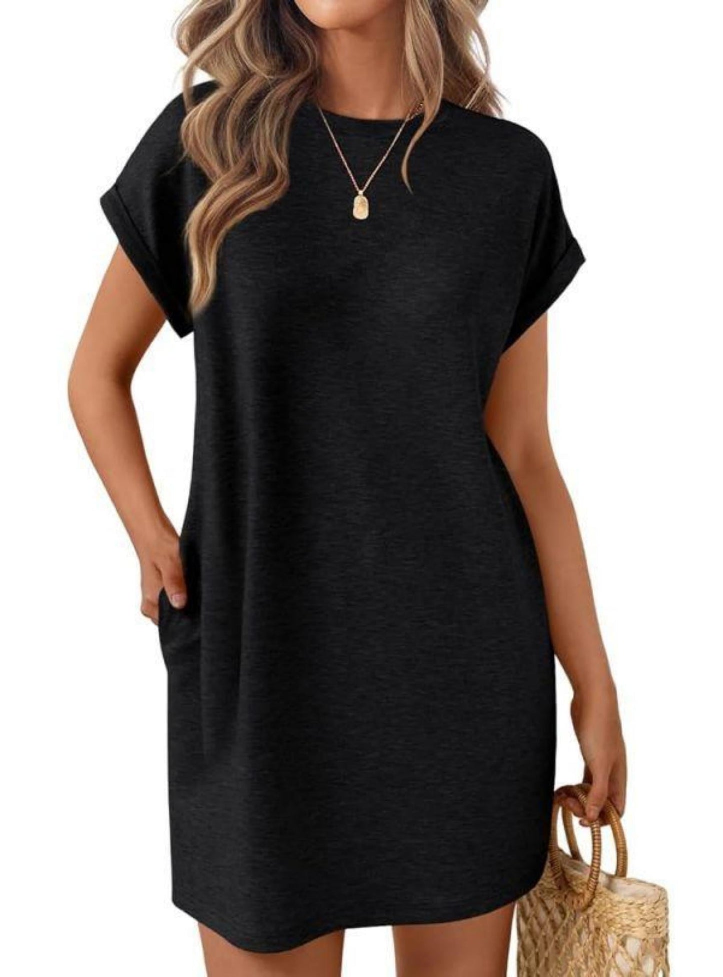SUNBS Dresses for Womens Summer Spring T Shirt Dress Vacation Beach Mini Sundress Loose Clothes with Pockets