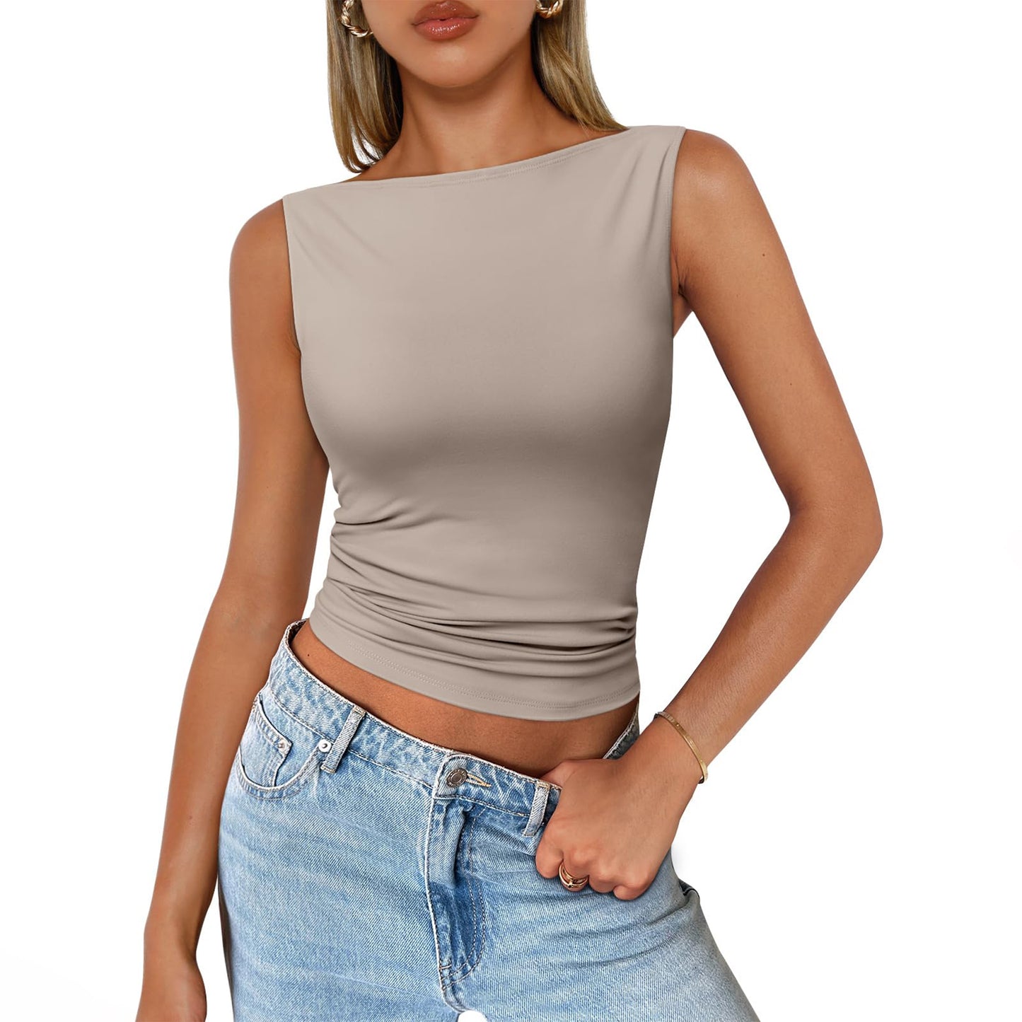 SUNBS Women Going Out Casual Tank Tops Spring Summer Basic Cute 2024 Sleeveless Shirt Y2K Fashion Outfit Clothes