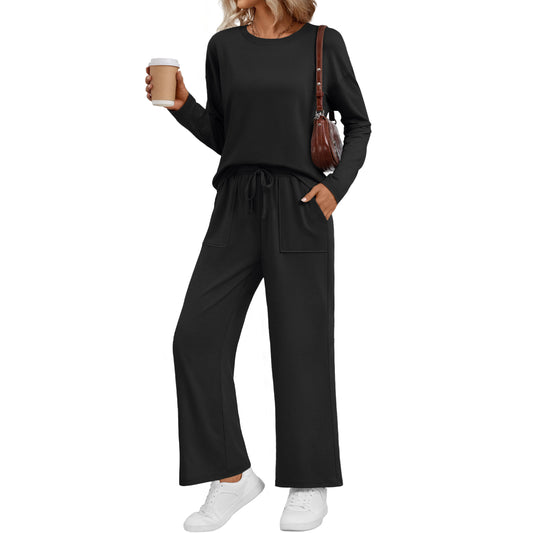 SUNBS Womens Crew Neck Long Sleeve Sweatshirt Set