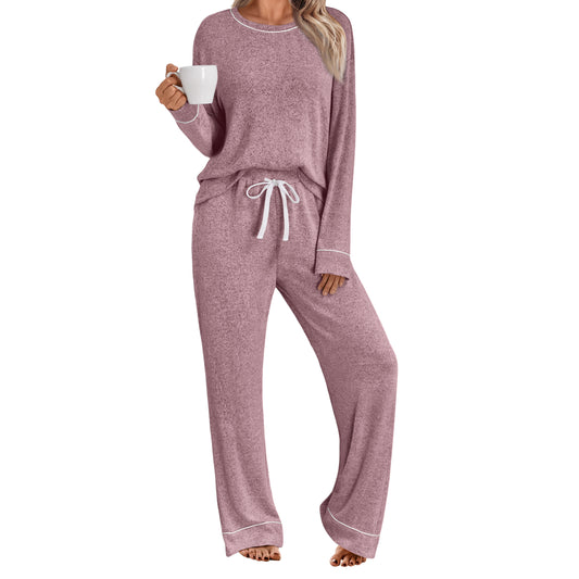 SUNBS Two Piece Lounge Sets Pajamas for Women Set Long Sleeve Shirts Matching Outfits Wide Leg Pants with Pockets Clothes 2025