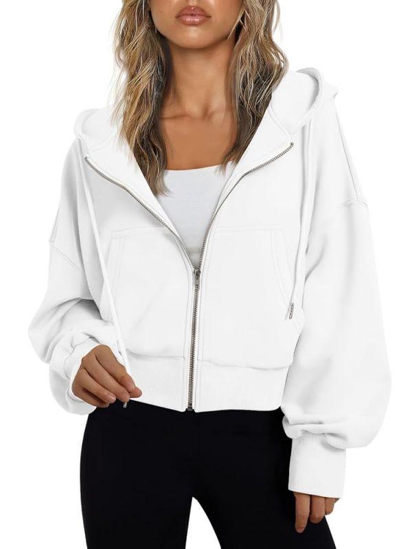 SUNBS Hoodies for Women Full Zip Up Cropped Sweatshirts Jackets Casual Comfy Gym Tops Fall Outfits Winter Clothes 2026