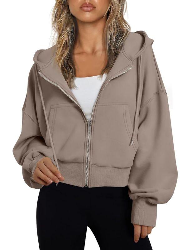 SUNBS Hoodies for Women Full Zip Up Cropped Sweatshirts Jackets Casual Comfy Gym Tops Fall Outfits Winter Clothes 2026