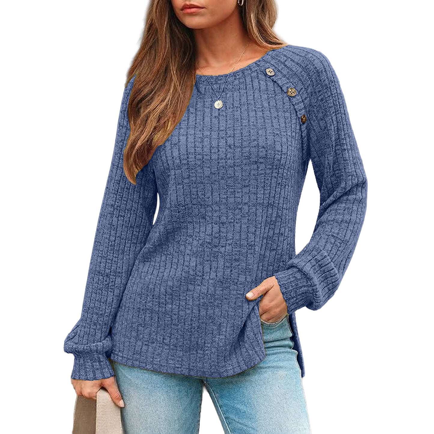 SUNBS Long Sleeve Shirts for Women Casual Tunic Tops Crewneck Dressy Blouse Trendy Clothes