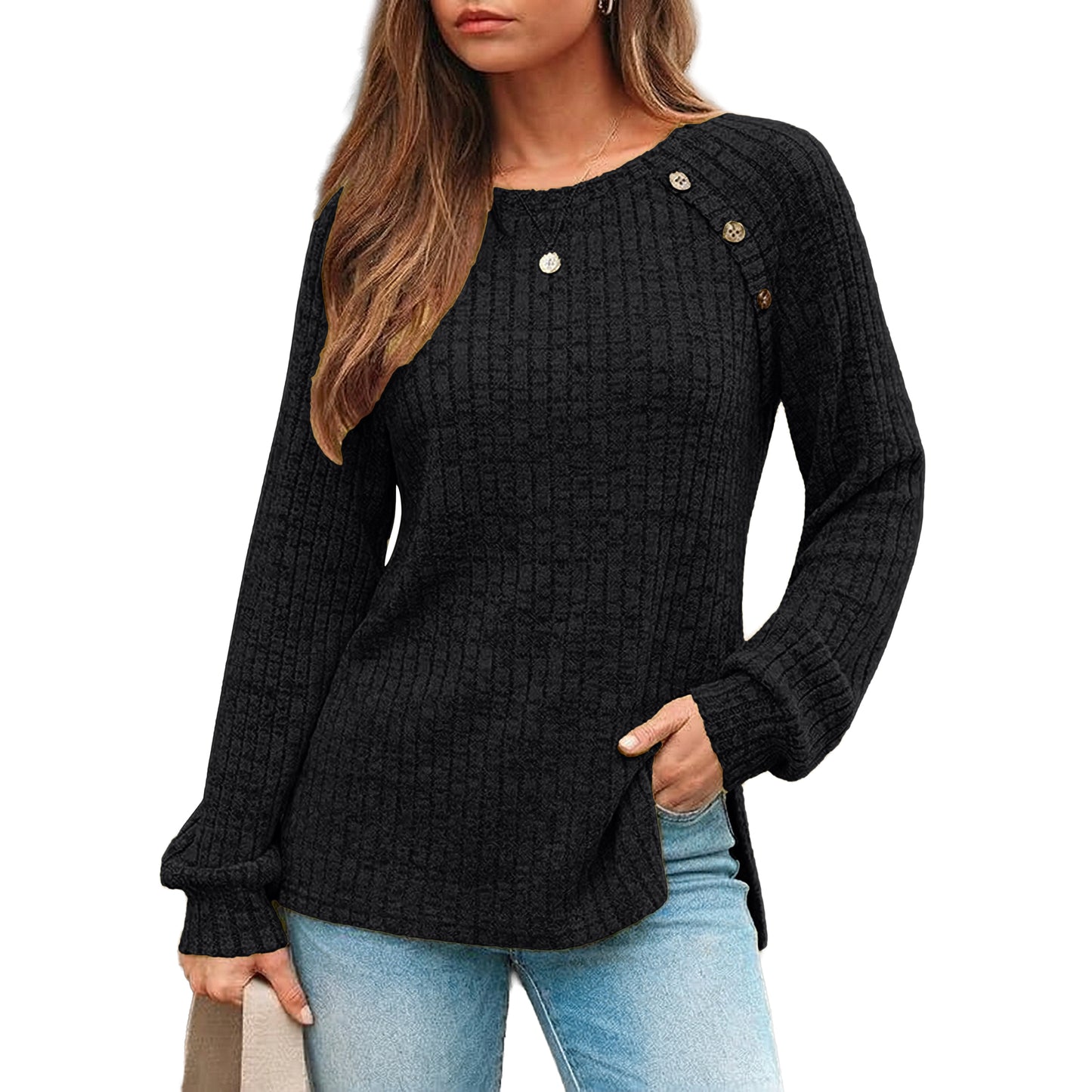 SUNBS Long Sleeve Shirts for Women Casual Tunic Tops Crewneck Dressy Blouse Trendy Clothes