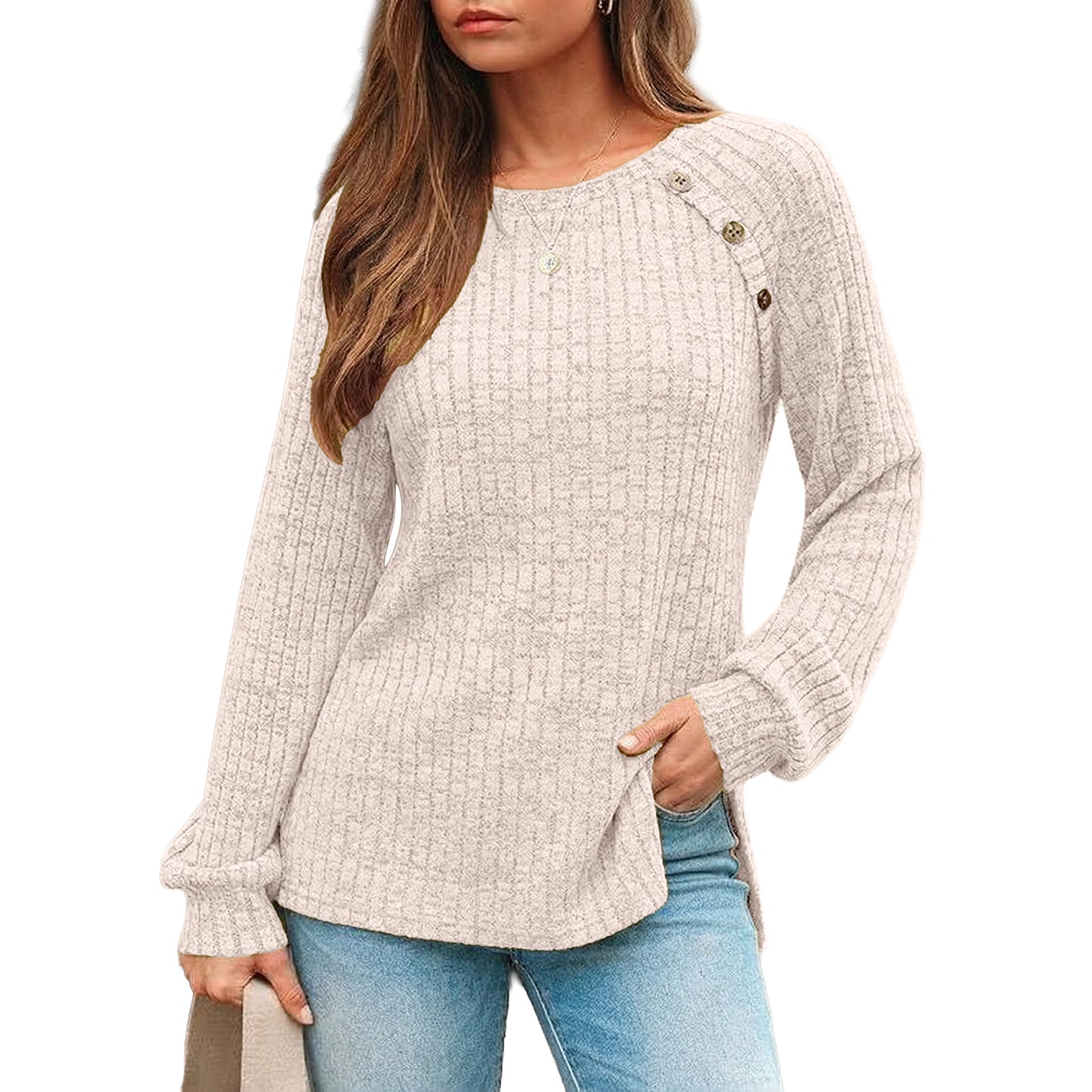 SUNBS Long Sleeve Shirts for Women Casual Tunic Tops Crewneck Dressy Blouse Trendy Clothes