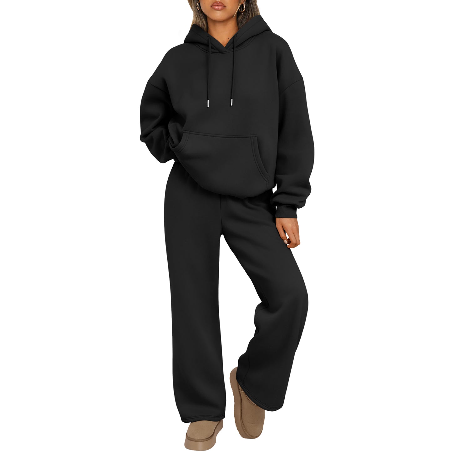 SUNBS Sweatsuit for Womens 2 Piece Outfits Lounge Fall Fashion Sets Oversized Hoodies Wide Leg Pants Sweatsuits Winter Clothes