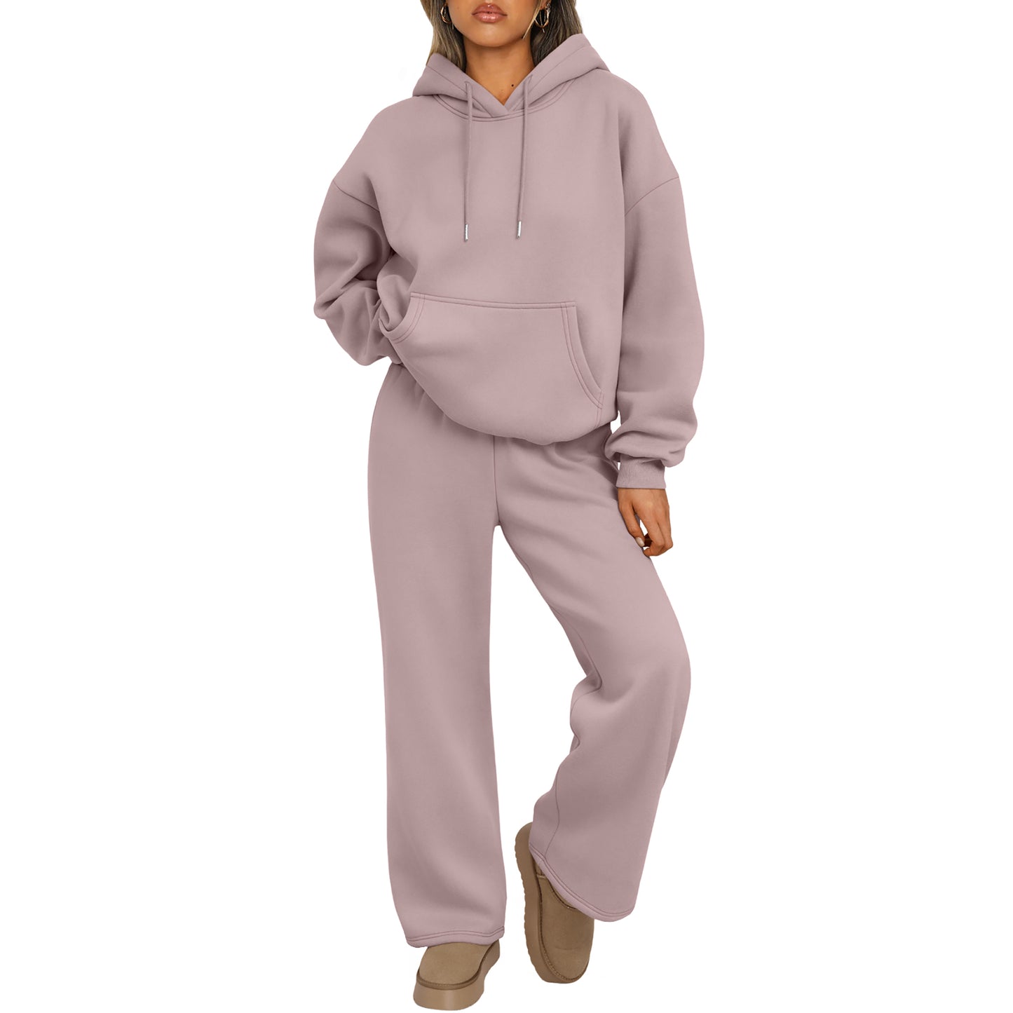 SUNBS Sweatsuit for Womens 2 Piece Outfits Lounge Fall Fashion Sets Oversized Hoodies Wide Leg Pants Sweatsuits Winter Clothes