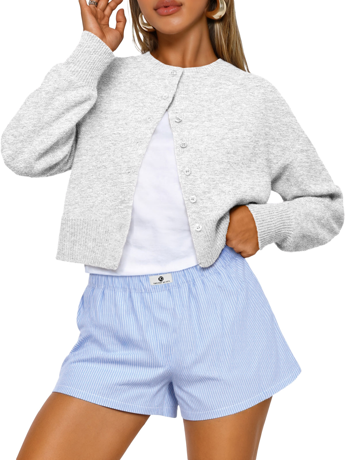 SUNBS Womens Cropped Cardigan Long Sleeve Sweaters for Women Lightweight Blouse Fall Knit Top Fashion Button Up Clothes