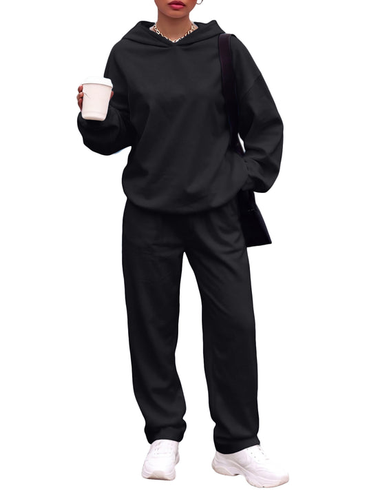 SUNBS Lounge Sets for Women 2 Piece Matching Outfit Fall Hoodies Wide Leg Sweatpants Casual Winter Sweatsuit