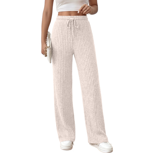 SUNBS Women's Pants Stretch Knit Wide Leg High Waist Drawstring Lounge Sweatpants with Pockets