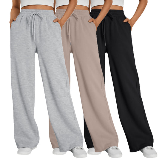SUNBS 3 Packs Wide Leg Sweatpants Womens Cargo Pants Baggy Lounge Casual Pants Drawstring Sweat Pants with Pockets