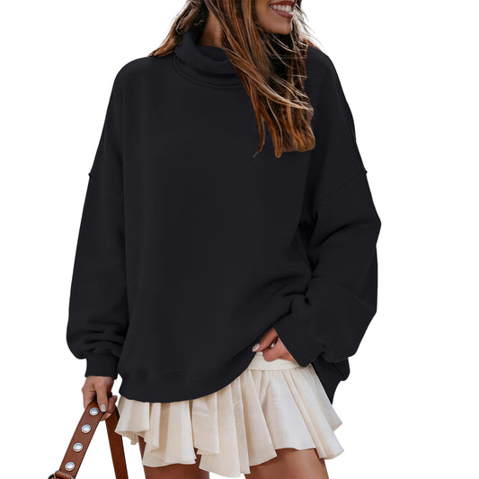 SUNBS Womens Oversized Sweatshirts Mock Neck Pullover Long Sleeve Tops Fall Fashion Outfits 2026 Clothes