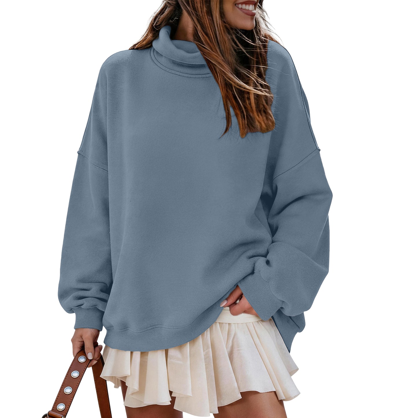 SUNBS Womens Oversized Sweatshirts Mock Neck Pullover Long Sleeve Tops Fall Fashion Outfits 2026 Clothes