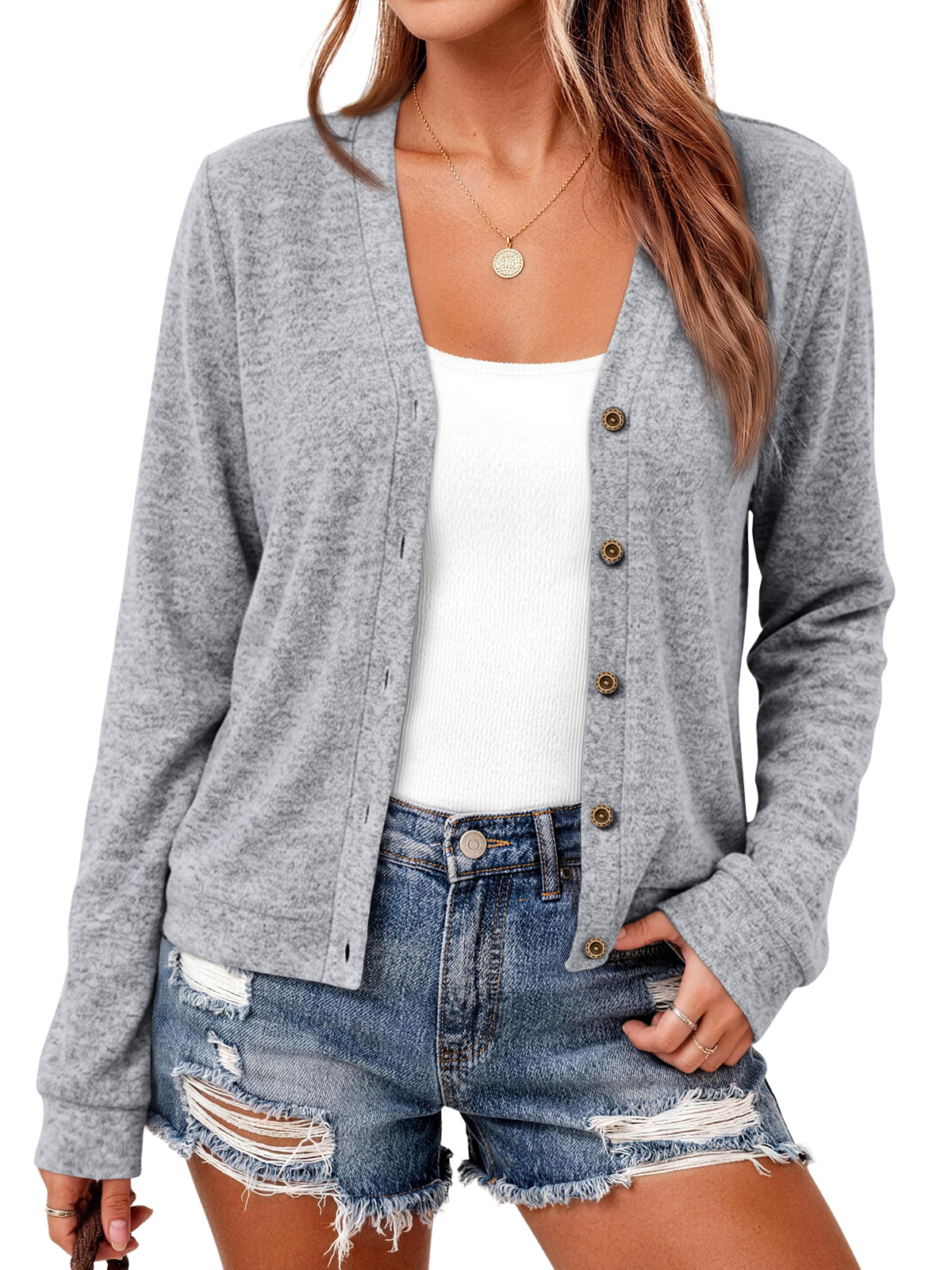 SUNBS Women's Fall Cardigan With Long Sleeves Kint Lightweight Outwear Sweater