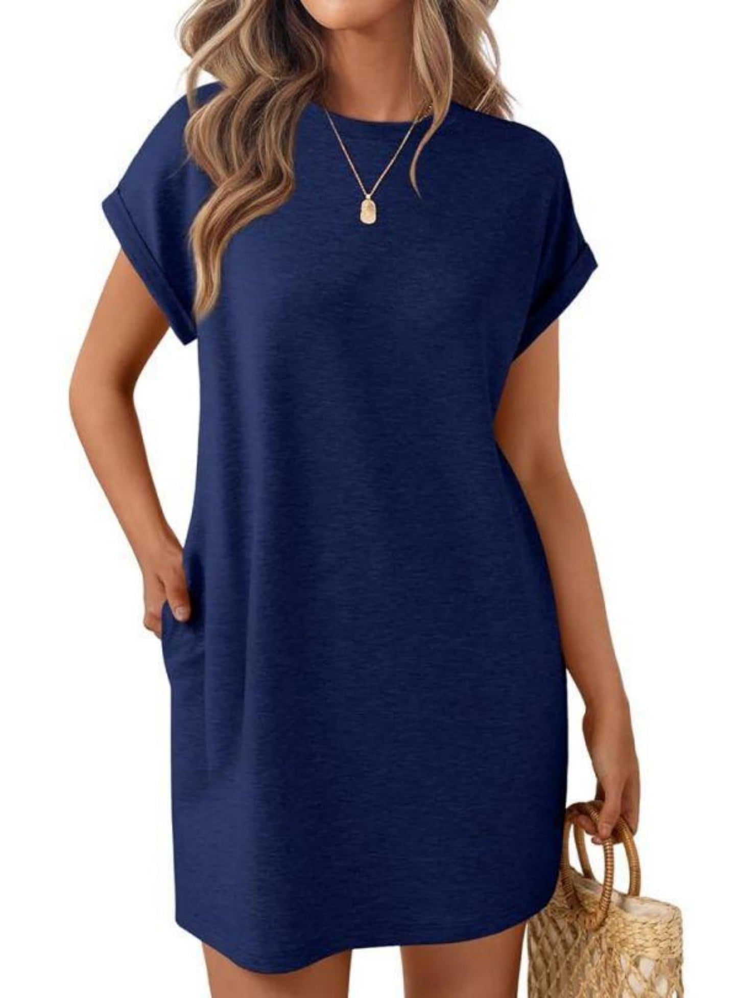 SUNBS Dresses for Womens Summer Spring T Shirt Dress Vacation Beach Mini Sundress Loose Clothes with Pockets
