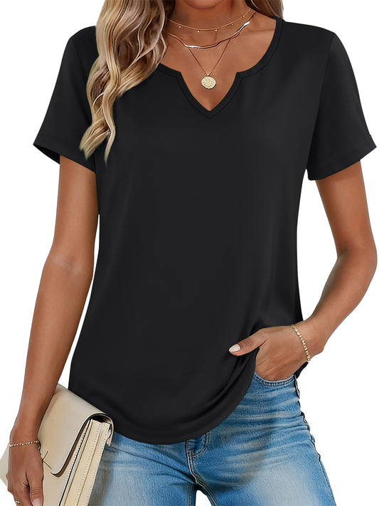 SUNBS Shirts for Women Short Sleeve Blouses Summer V Neck Tops Casual Dressy Boho Tunic Business Work Clothes School Outfit