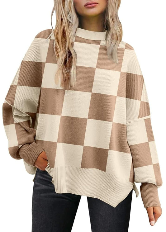 SUNBS Oversized Sweaters for Women Crewneck Casual Long Sleeve Blouse Knit Pullover Tops 2024 Winter Clothes