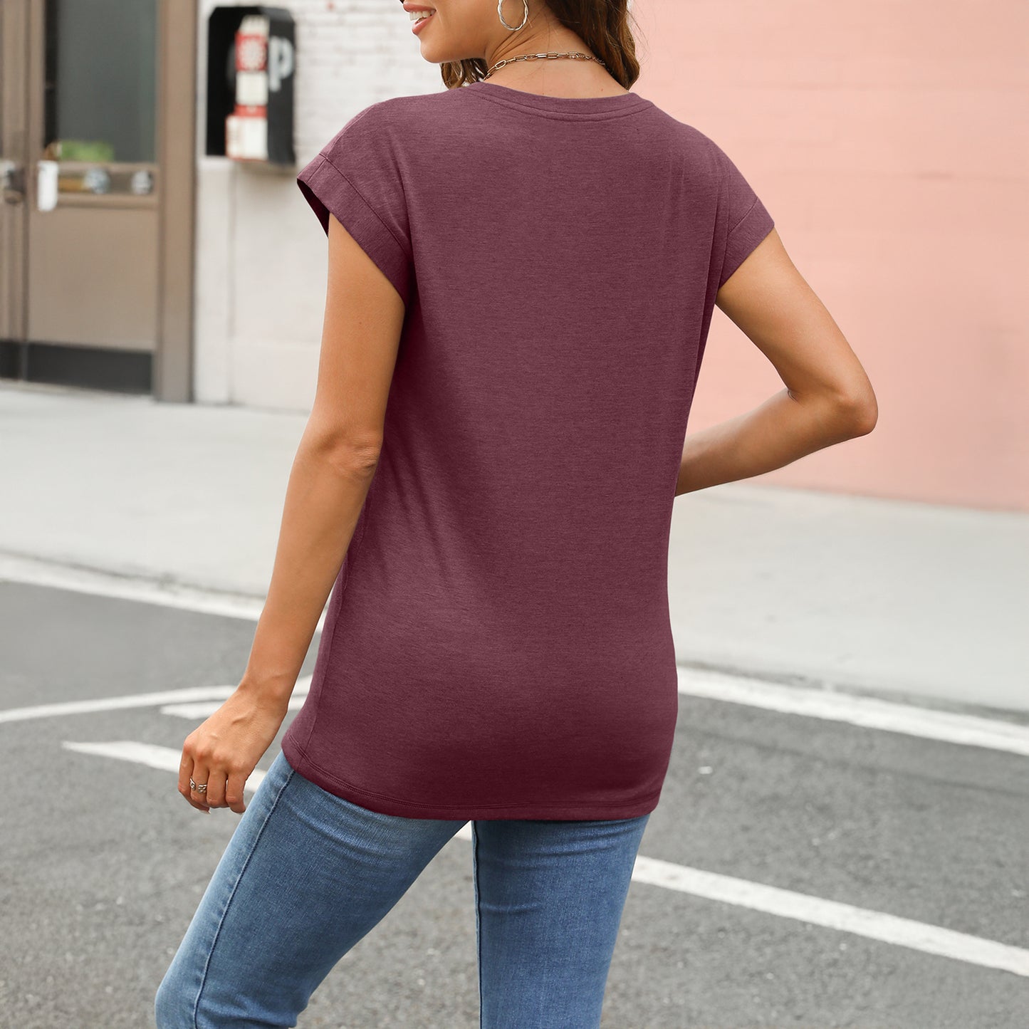 SUNBS Womens Tops Loose Fit Casual Basic T Shirts Business Trendy Clothes 2025