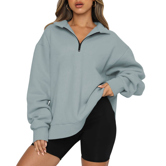 SUNBS Womens Oversized Sweatshirts Half Zip Pullover Fall Fashion Hoodies Long Sleeve Shirts Clothes