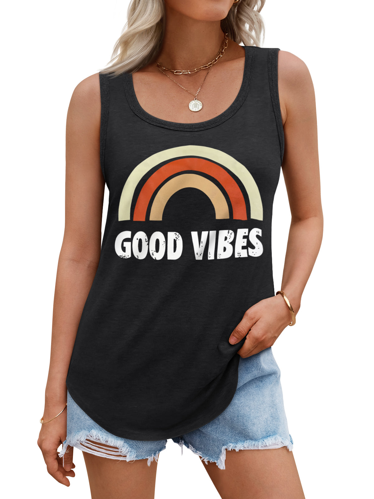 SUNBS Loose Fit Tank Tops for Women Casual Crewneck Sleeveless Shirts Summer Plus Size Blouses 2025