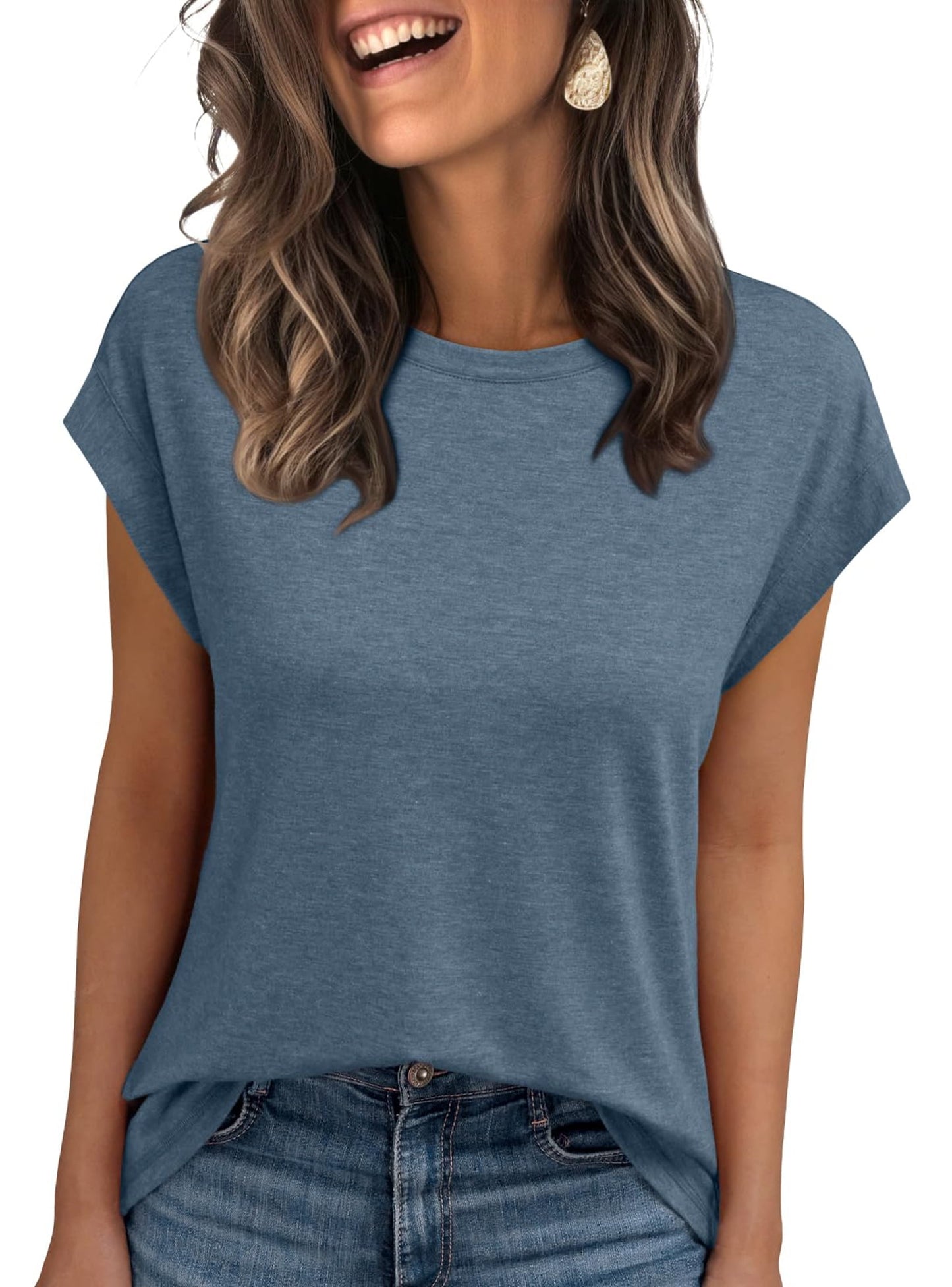 SUNBS Womens Tops Loose Fit Casual Basic T Shirts Business Trendy Clothes 2025
