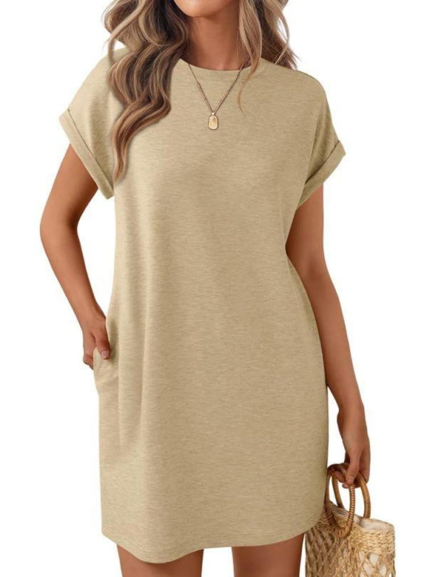 SUNBS Dresses for Womens Summer Spring T Shirt Dress Vacation Beach Mini Sundress Loose Clothes with Pockets
