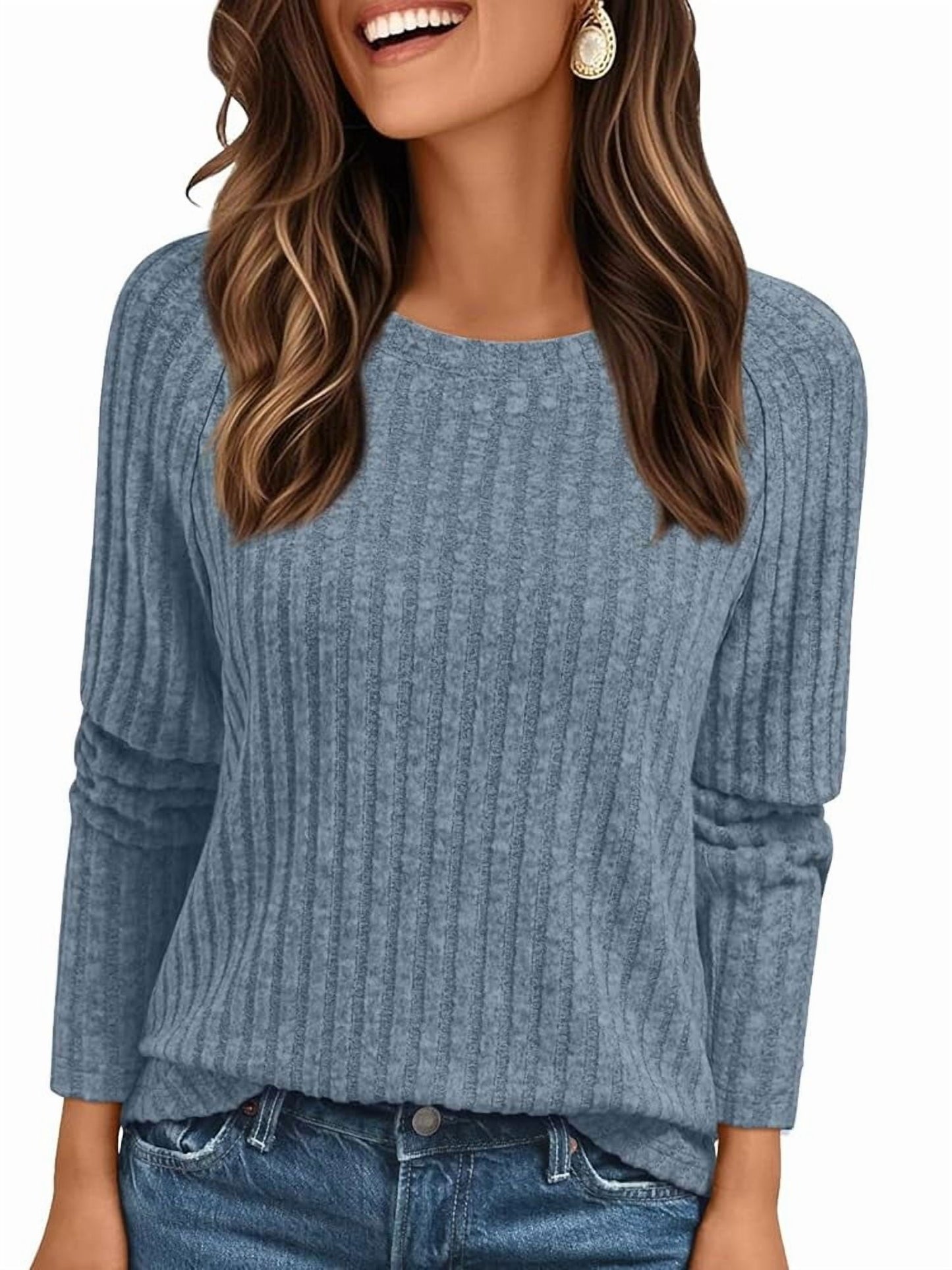 SUNBS Tunic Shirts for Womens Long Sleeve Tops Crewneck Dressy Sweaters Casual Blouses Trendy Clothes