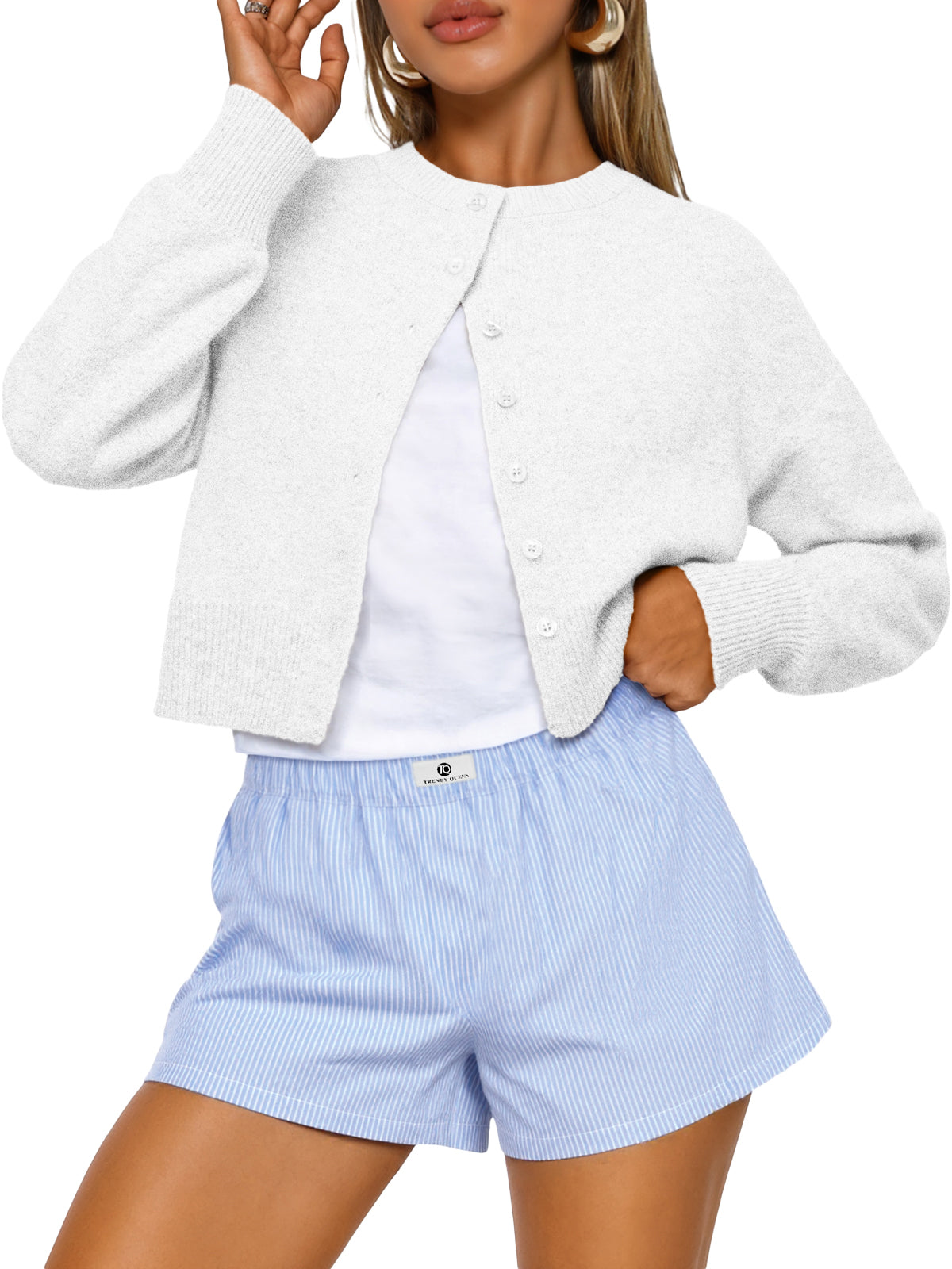 SUNBS Womens Cropped Cardigan Long Sleeve Sweaters for Women Lightweight Blouse Fall Knit Top Fashion Button Up Clothes