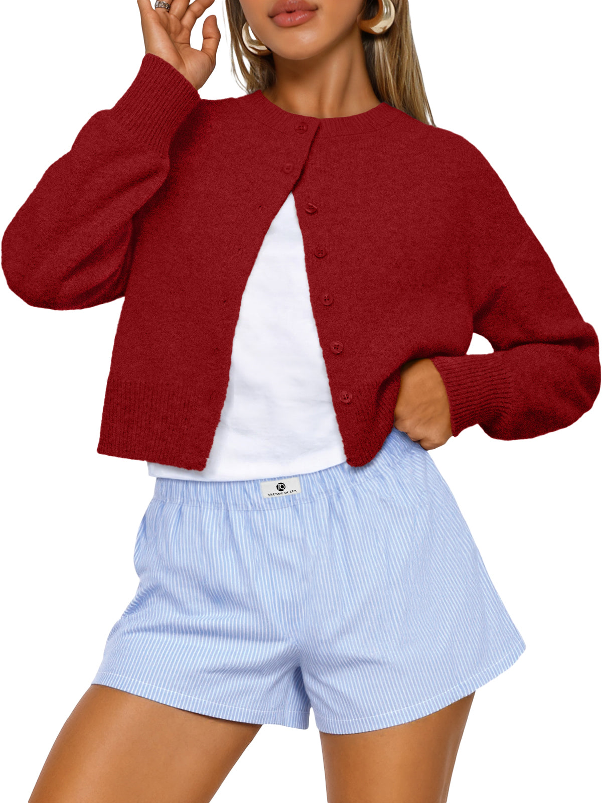 SUNBS Womens Cropped Cardigan Long Sleeve Sweaters for Women Lightweight Blouse Fall Knit Top Fashion Button Up Clothes