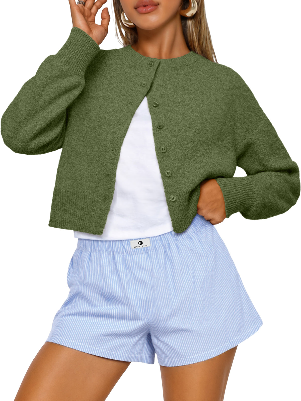 SUNBS Womens Cropped Cardigan Long Sleeve Sweaters for Women Lightweight Blouse Fall Knit Top Fashion Button Up Clothes