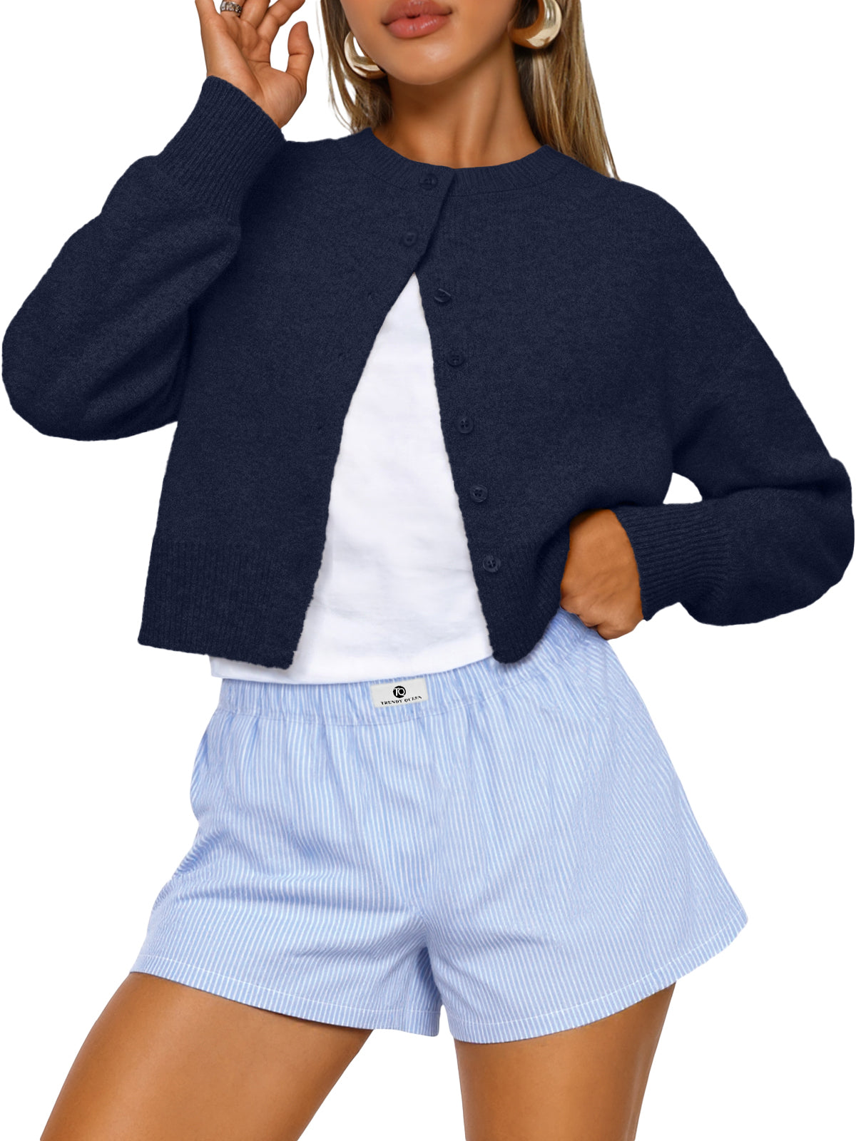 SUNBS Womens Cropped Cardigan Long Sleeve Sweaters for Women Lightweight Blouse Fall Knit Top Fashion Button Up Clothes
