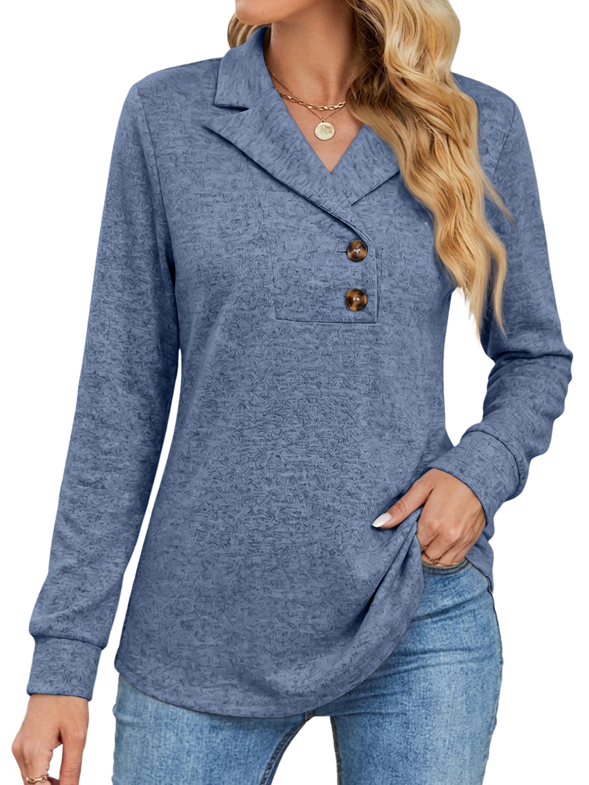 SUNBS Women's Long Sleeve Shirts 2026 Spring Fashion Dressy Casual Tops Trendy Henley Blouses Cute Work Outfits Clothes