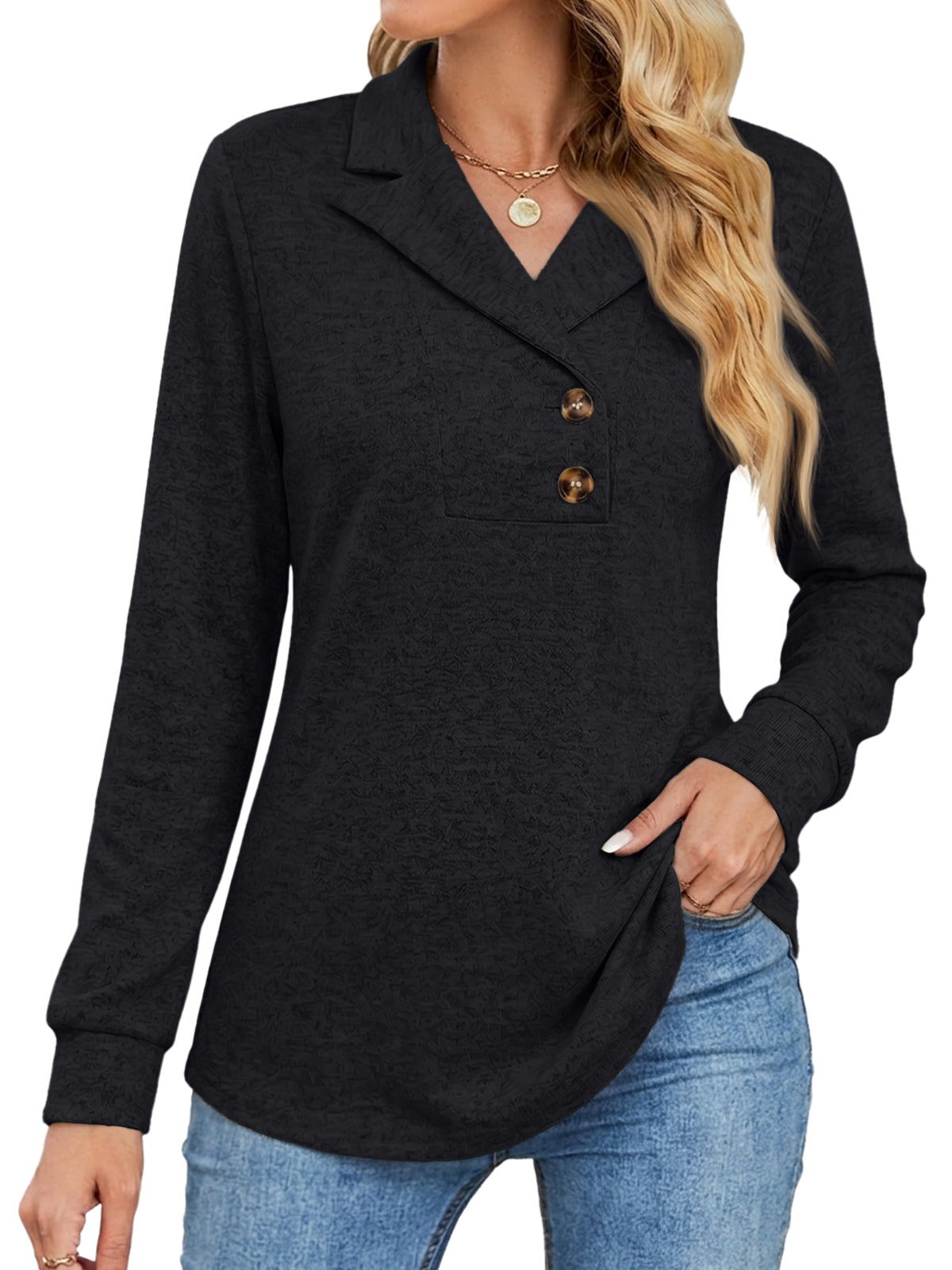 SUNBS Women's Long Sleeve Shirts 2026 Spring Fashion Dressy Casual Tops Trendy Henley Blouses Cute Work Outfits Clothes