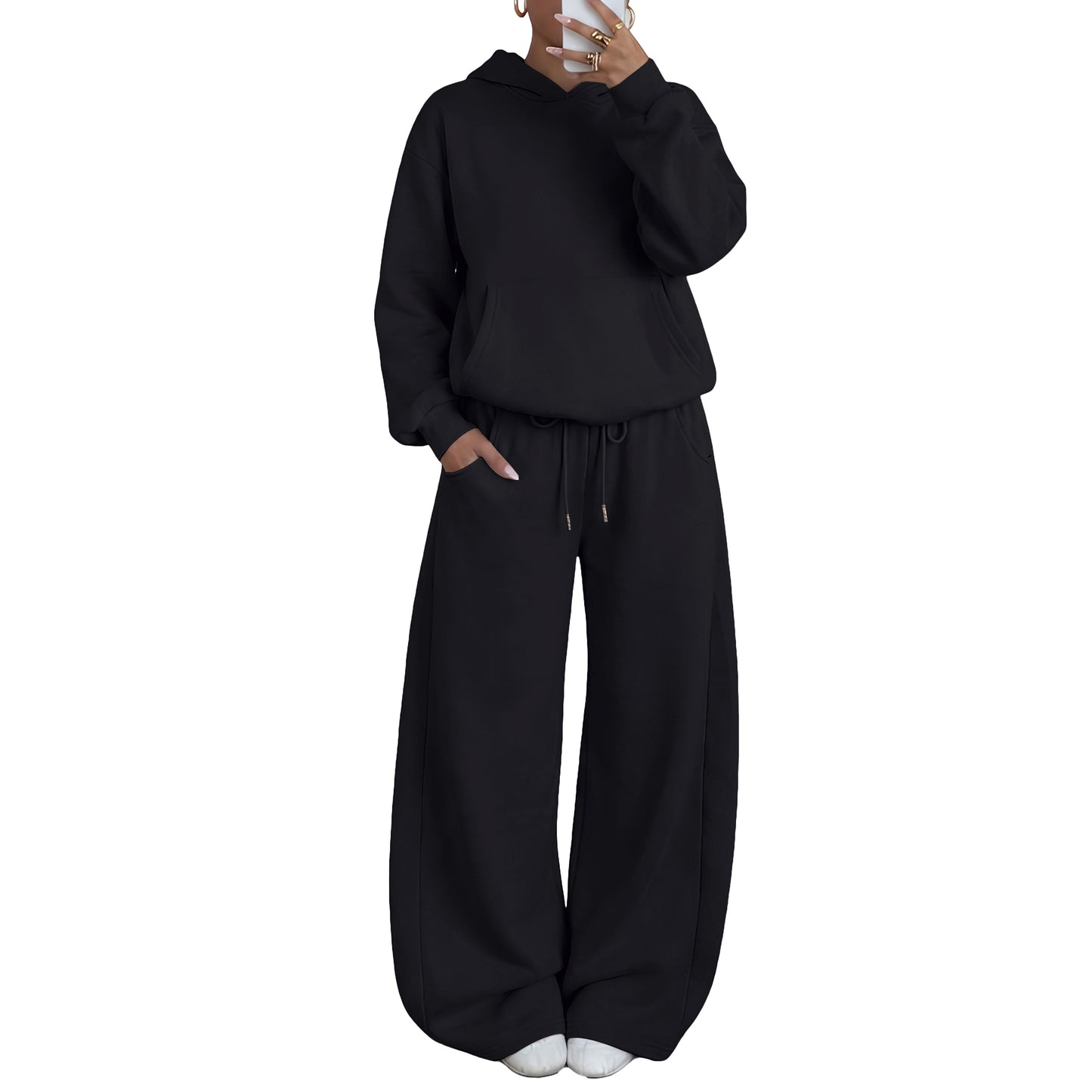 SUNBS 2 Piece Outfit for Women Lounge Sets Oversized Hoodie Wide Leg Pants Casual Fall Loungewear Sweatsuit