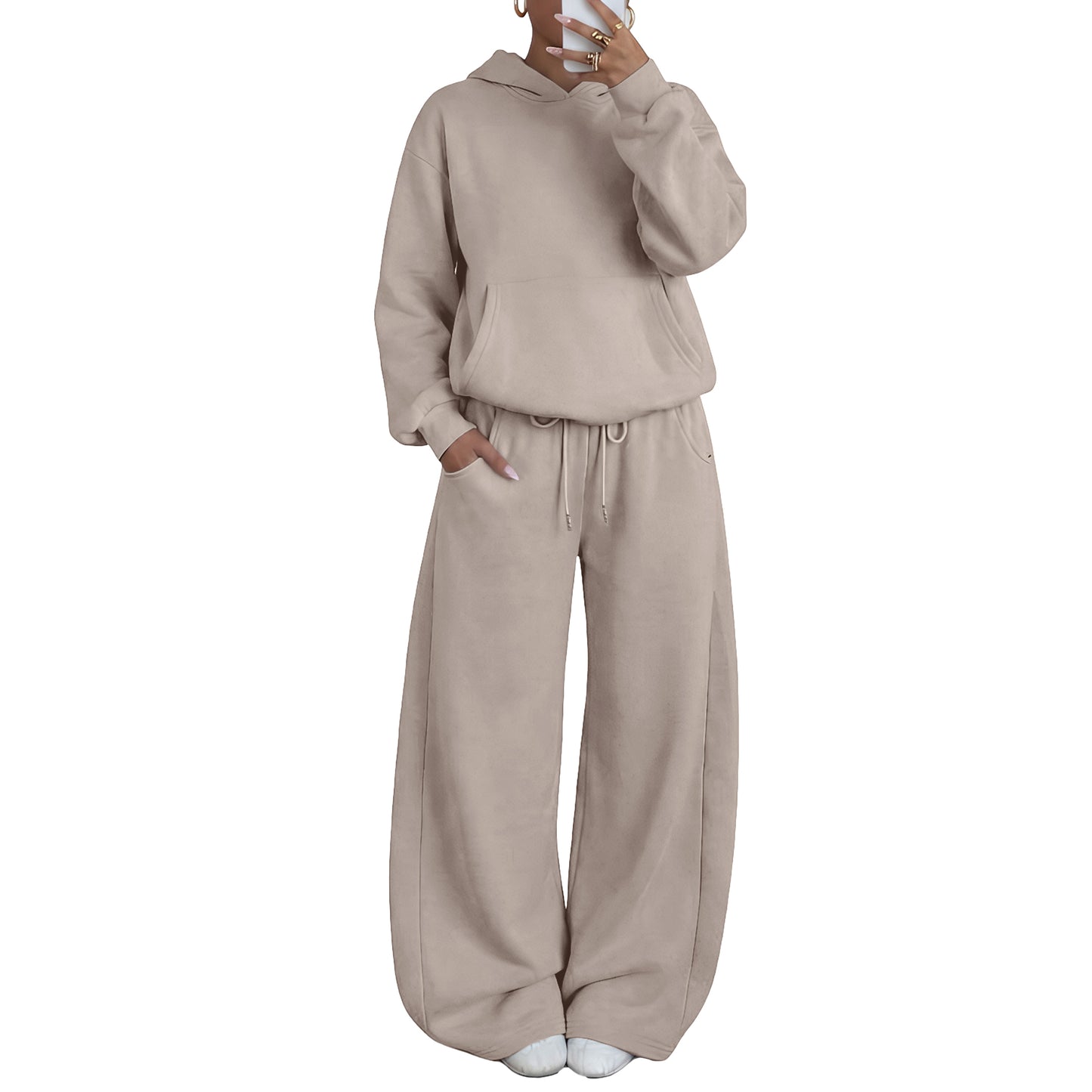 SUNBS 2 Piece Outfit for Women Lounge Sets Oversized Hoodie Wide Leg Pants Casual Fall Loungewear Sweatsuit