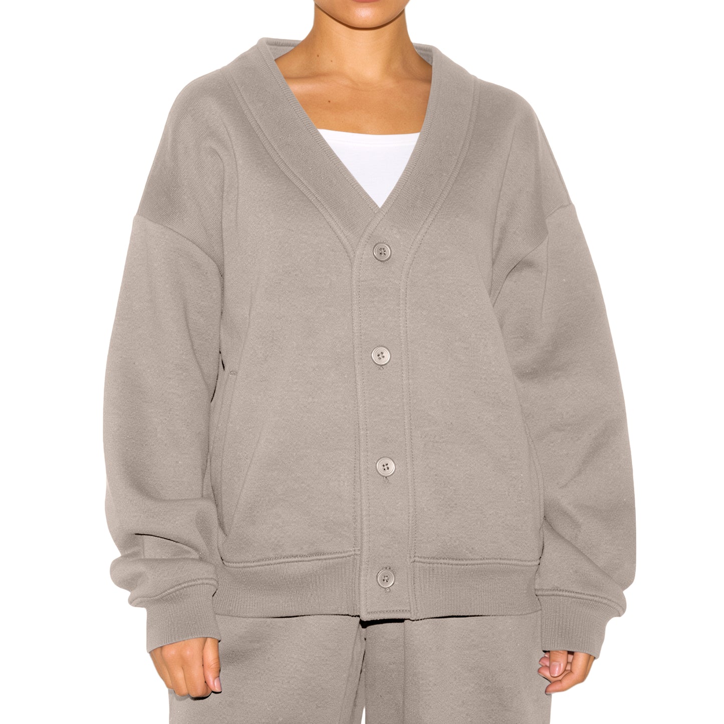SUNBS Button Down V Neck Cardigan for Women Fall Chic Coat Oversized Casual Sweaters with Pocket
