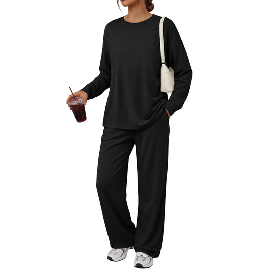 SUNBS Women's Barrel Leg Sweatpants High Waist Drawstring Baggy Lounge Sweatpants Curved Loose Casual Pants
