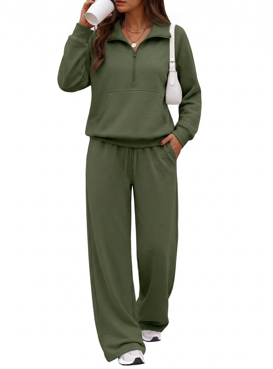 SUNBS Womens 2 Piece Sweatsuit Wide Leg Drawstring Sweatpants Set Soft Casual Outfit