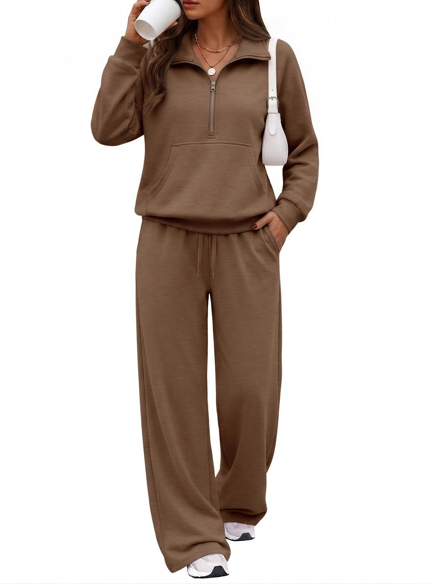 SUNBS Womens 2 Piece Sweatsuit Wide Leg Drawstring Sweatpants Set Soft Casual Outfit