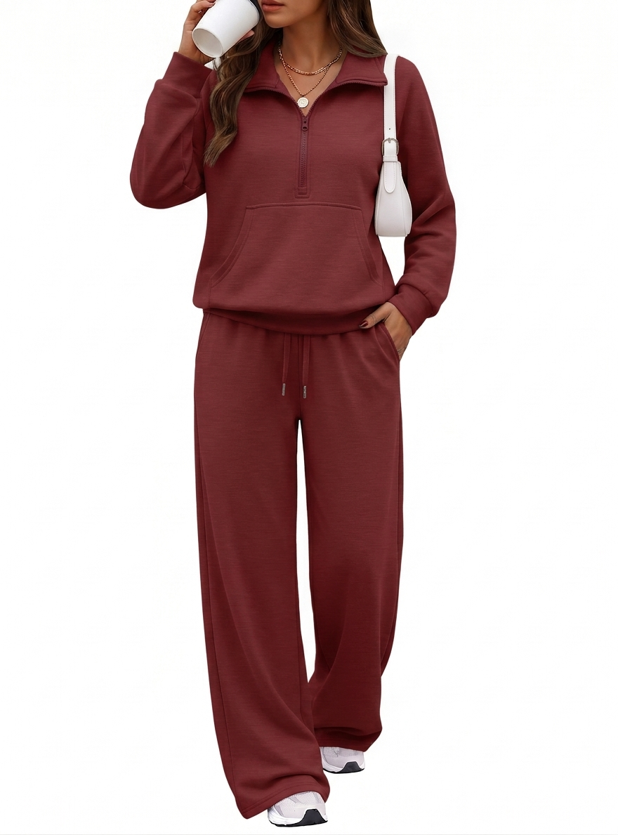 SUNBS Womens 2 Piece Sweatsuit Wide Leg Drawstring Sweatpants Set Soft Casual Outfit