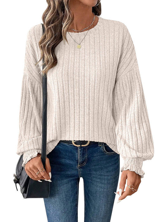 SUNBS Long Sleeve Shirts for Women Tops Fall Fashion Outfits Crewneck Sweaters Trendy Blouse Dressy Casual