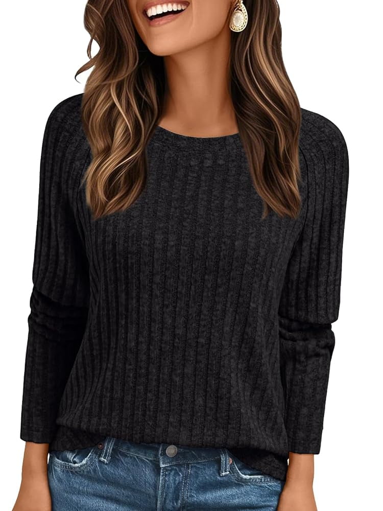 SUNBS Tunic Shirts for Womens Long Sleeve Tops Crewneck Dressy Sweaters Casual Blouses Trendy Clothes